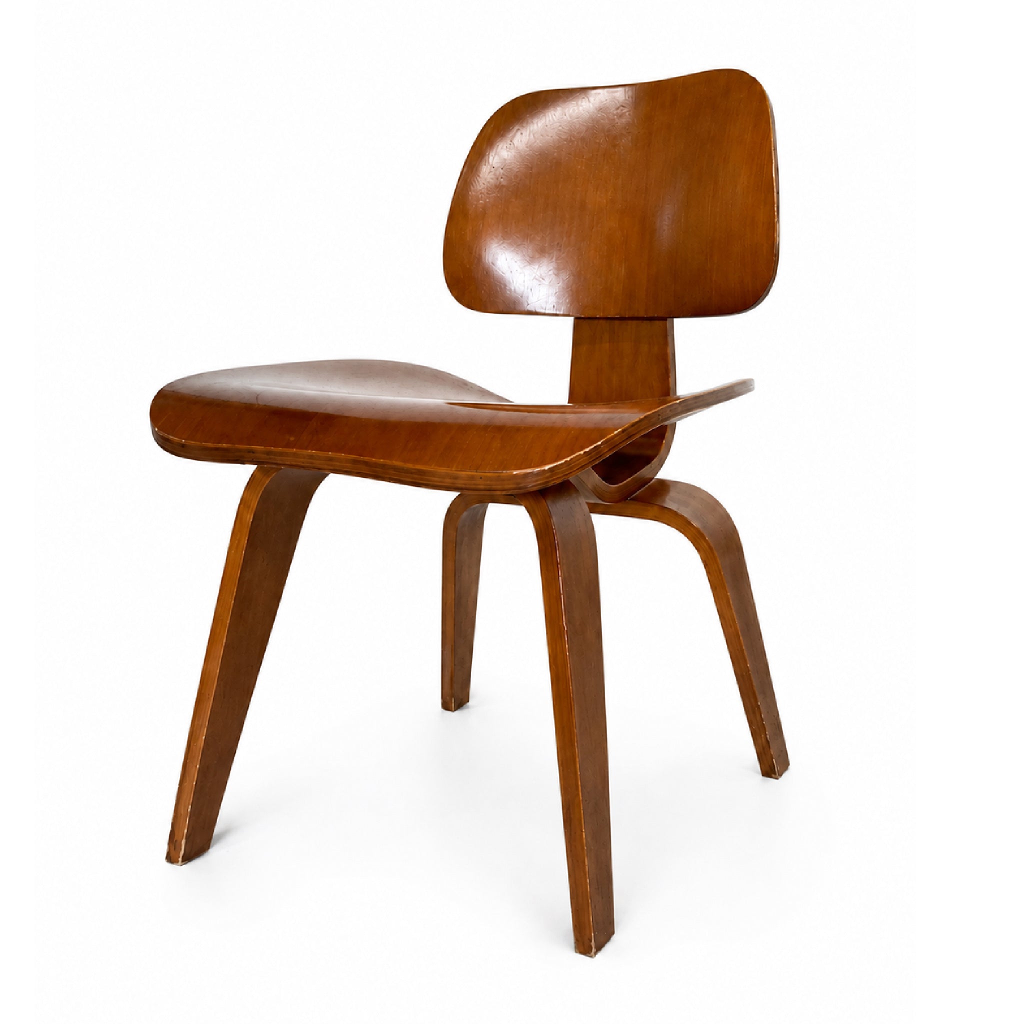 Silla de Madera Curva Estilo Eames Vintage Brillante