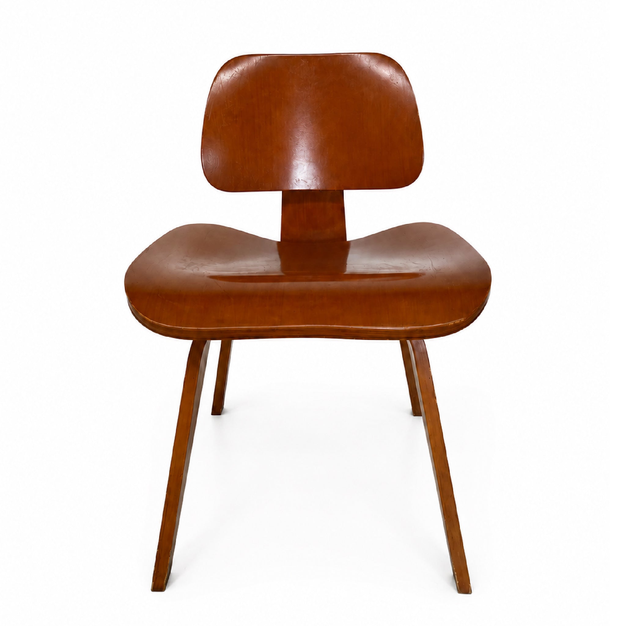 Silla de Madera Curva Estilo Eames Vintage Brillante