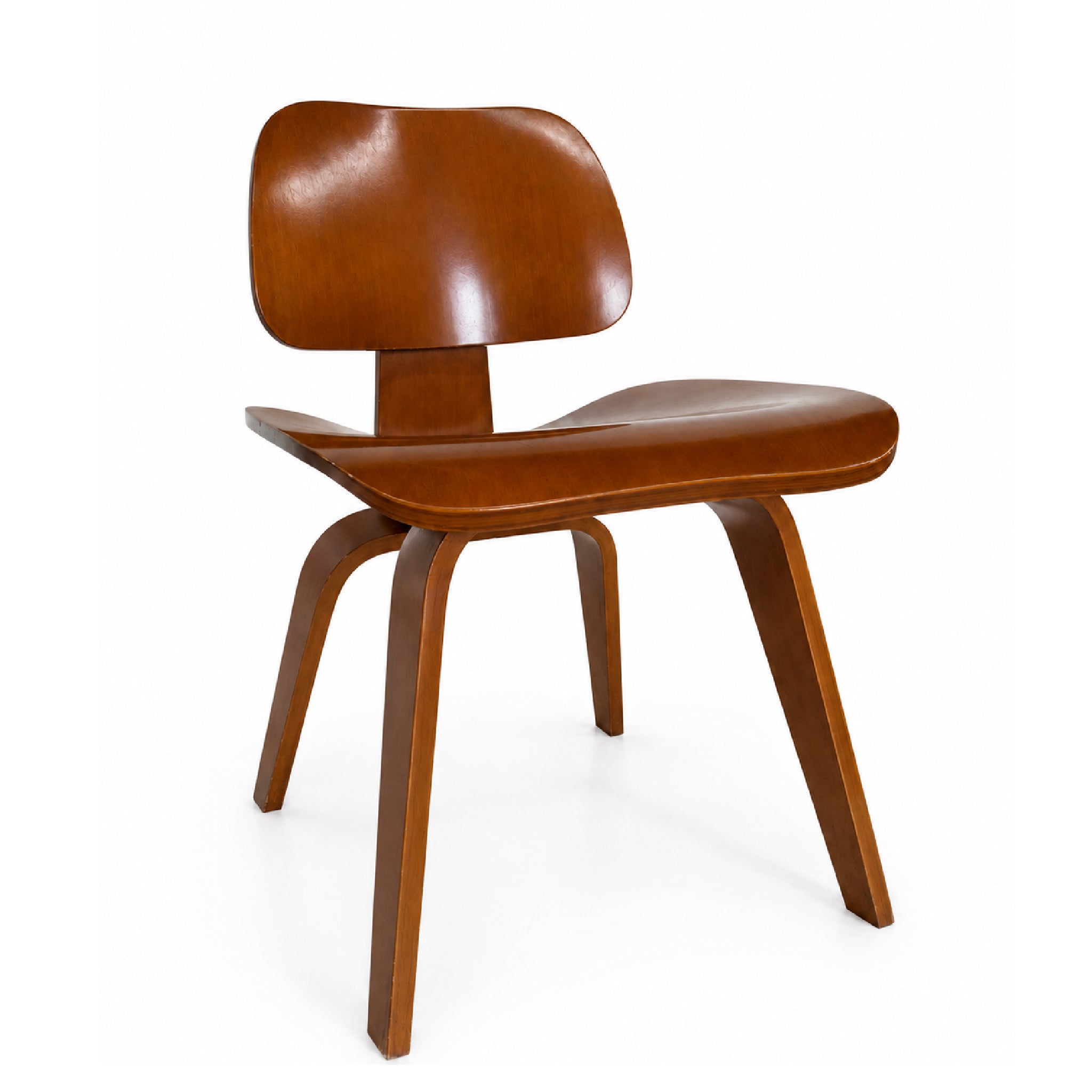 Silla de Madera Curva Estilo Eames Vintage Brillante
