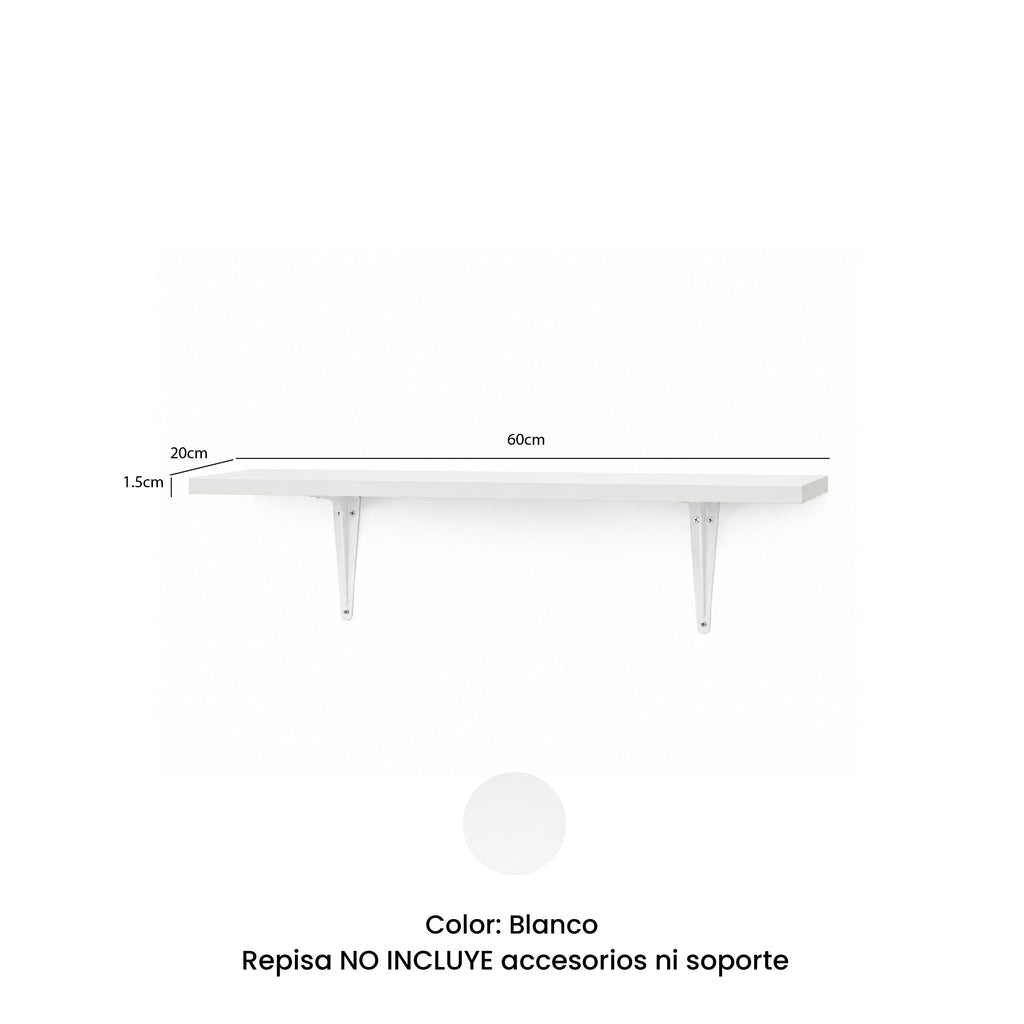 Repisa Flotante Color Blanco Mate 60x20x1.5cm