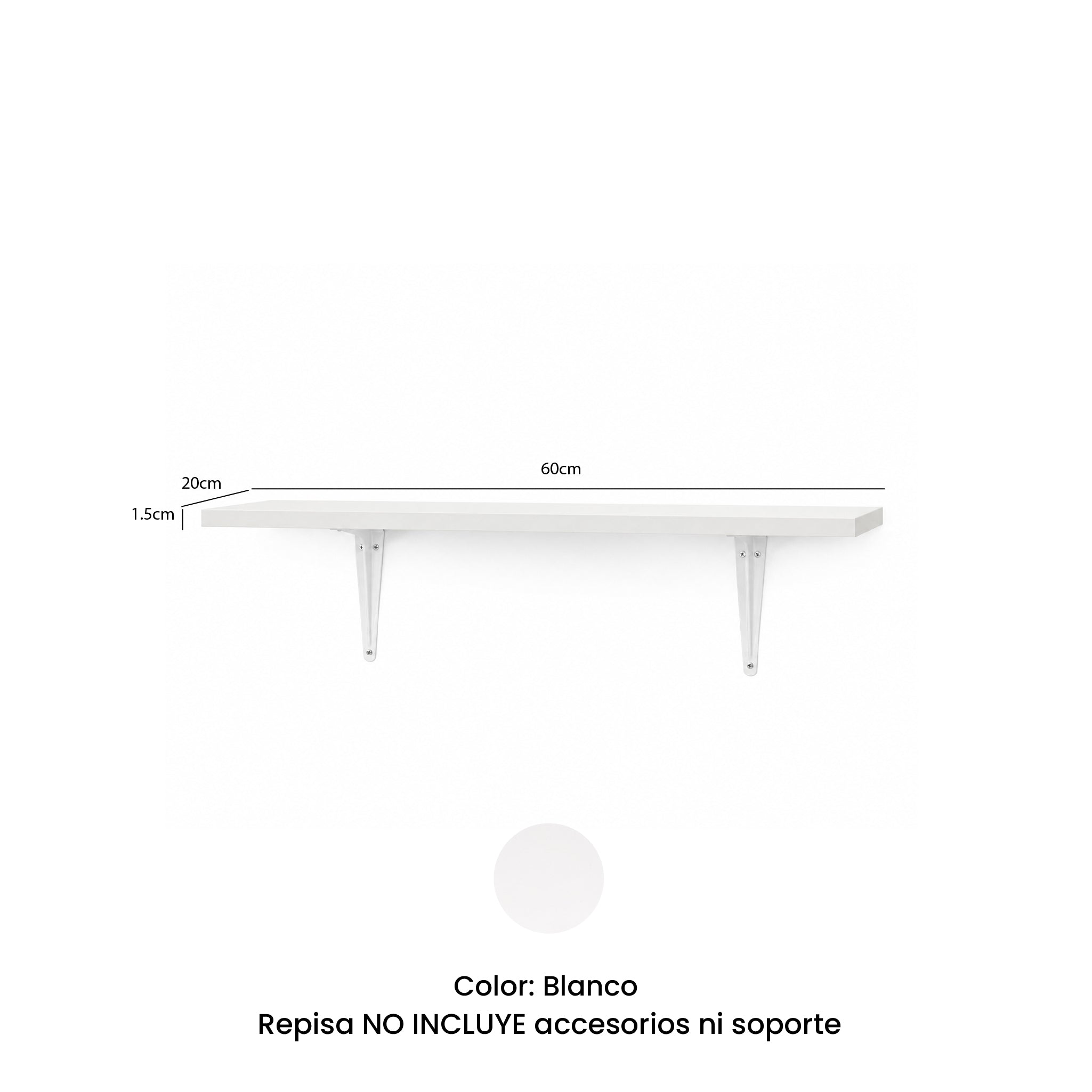 Repisa Flotante Color Blanco Mate 60x20x1.5cm